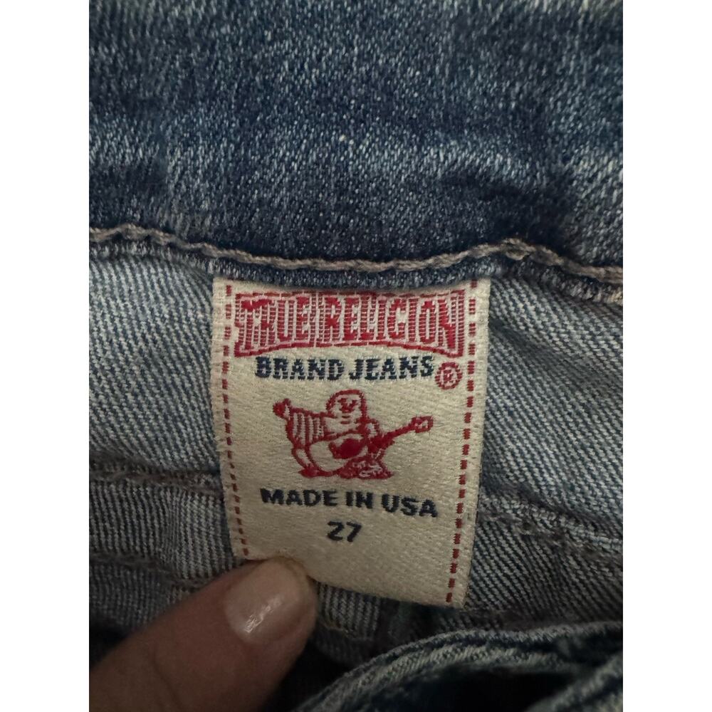 True Religion Silver Decorated Logo Pockets Straight Sz 27 Y2K Womens - Picture 5 of 9